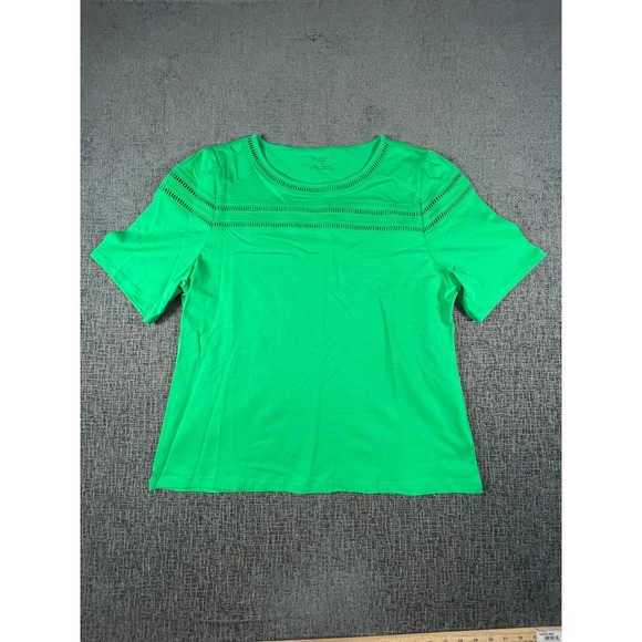 Talbots | Tops | Talbots Petite Xlp Green Ladder Stitch Openwork Cotton ...